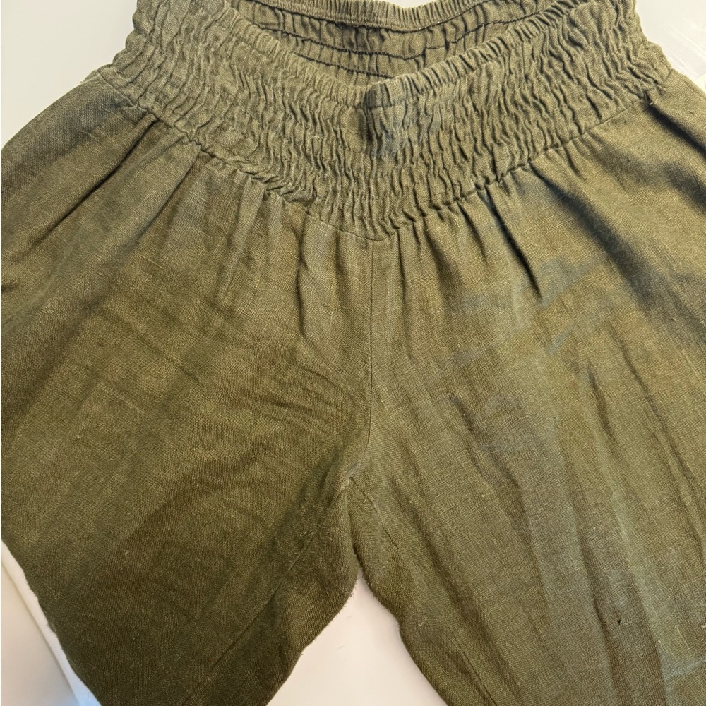 Bebe Olive Green Wide-Leg Linen Pants Size L - Picture 3 of 6